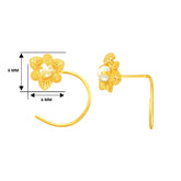 22K Yellow Gold Pearl Large Floral Nose Pin with Wire with gold weight of 0.25g